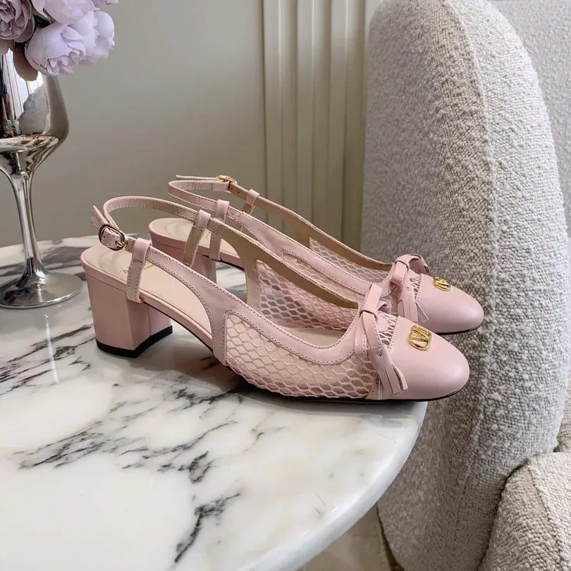 Valentin Valet Du Roi Slingback Powder Pink Mesh Calfskin