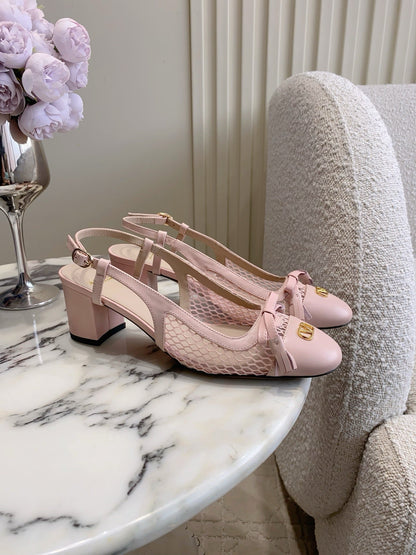 Valentin Valet Du Roi Slingback Powder Pink Mesh Calfskin