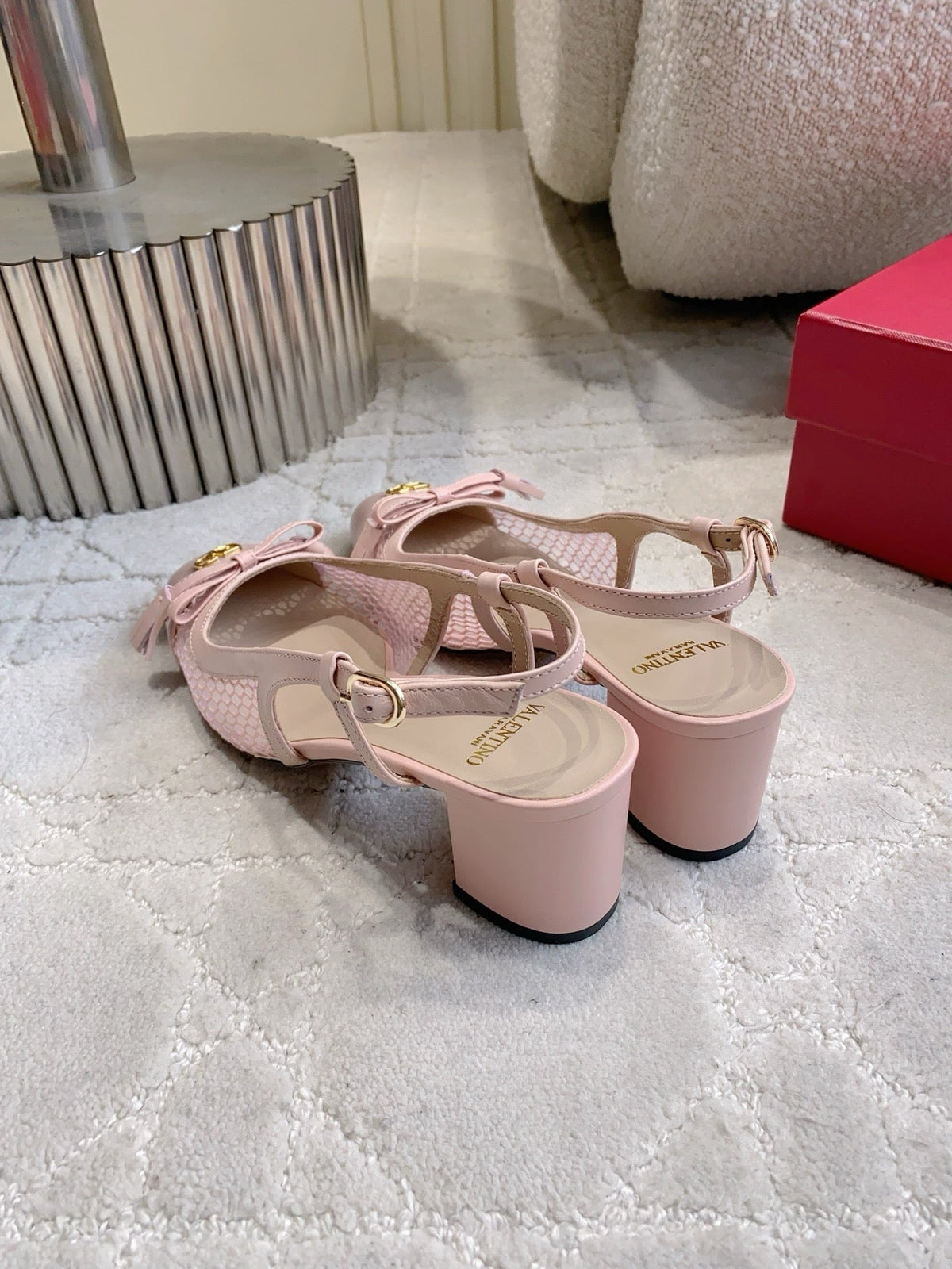 Valentin Valet Du Roi Slingback Powder Pink Mesh Calfskin