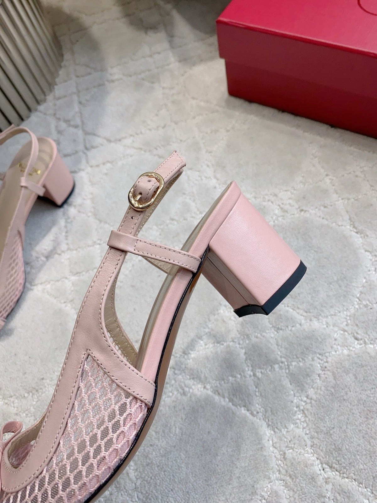 Valentin Valet Du Roi Slingback Powder Pink Mesh Calfskin