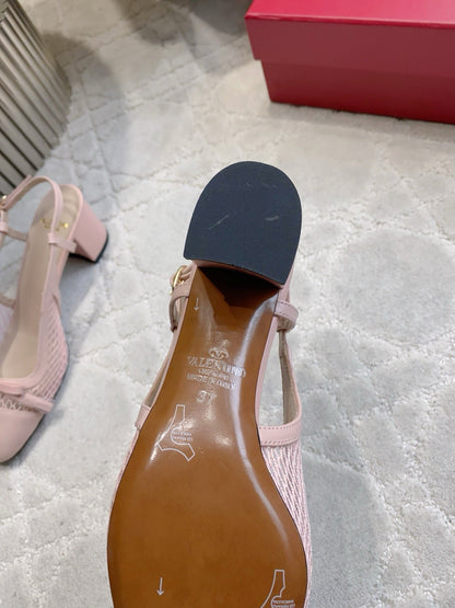 Valentin Valet Du Roi Slingback Powder Pink Mesh Calfskin