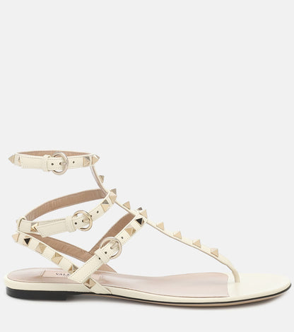 Valentino Garavani Rockstud Sandals White Leather