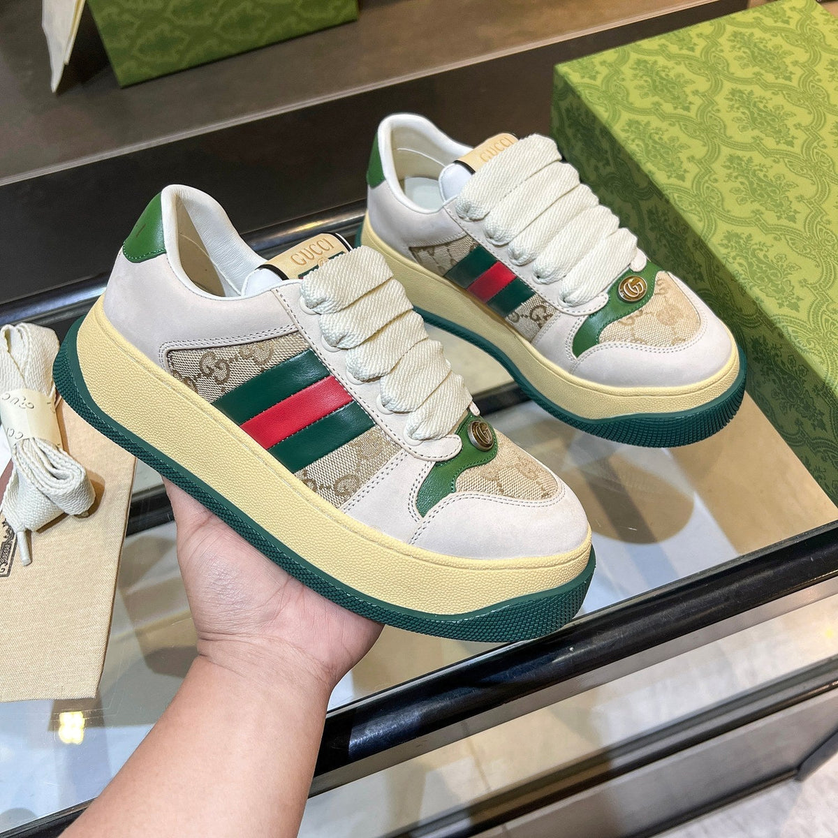 GG 26s Screener Monogram Platform Sneakers 6cm Leather TPU 996994