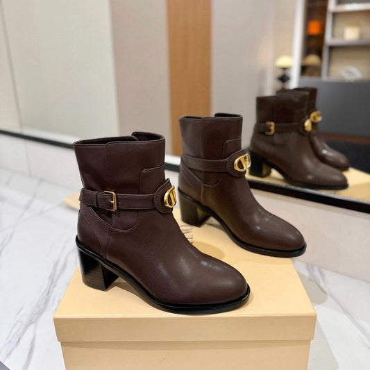 Valentino 26s Ankle Boots Dark Brown Smooth Leather 111924