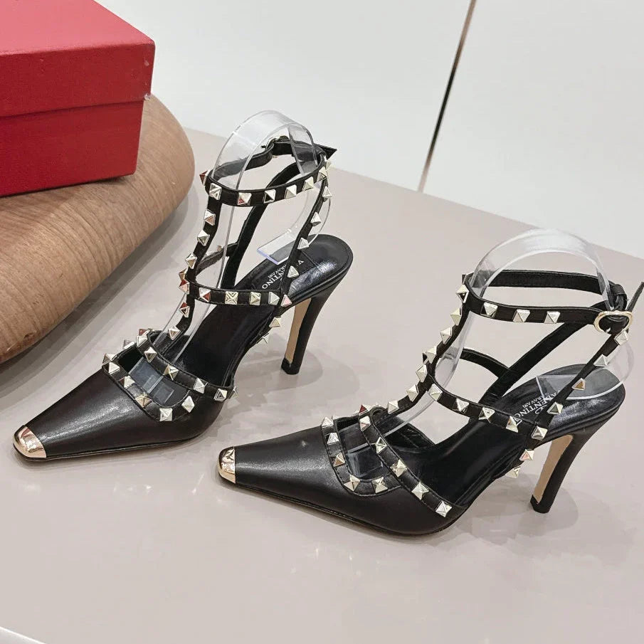 Valentino 2026 Rockstud Ankle Strap 95mm Slingback Calfskin 876673