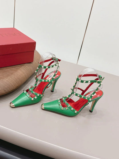 Valentino 2026 Rockstud Ankle Strap 95mm Slingback Calfskin 876673
