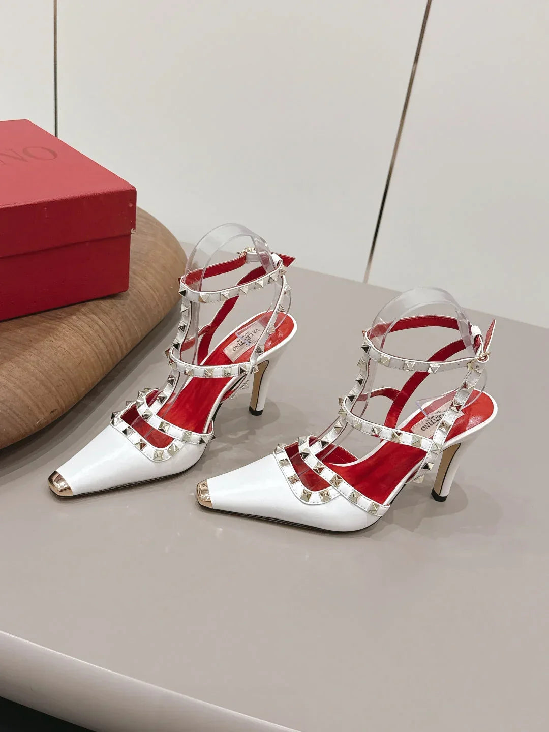 Valentino 2026 Rockstud Ankle Strap 95mm Slingback Calfskin 876673