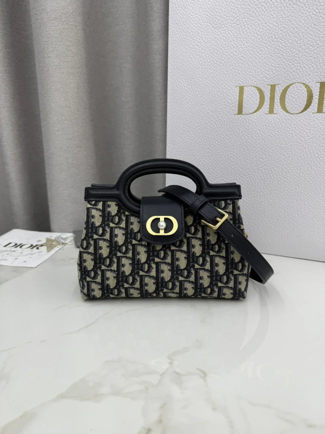 Dior 2026 Jolie Top Handle Mini Chain Handbag 18.5cm Grained Calfskin
