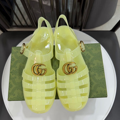 GG Sandals with Double G Light Yellow Gold TPU 818207