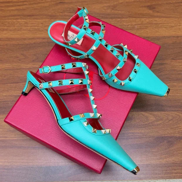 Valentino 2026 Rockstud Ankle Strap Pumps 40mm Strass Calfskin 871032