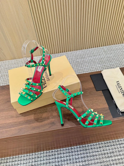 Valentino Garavani Rockstud Caged Calfskin Sandals 863321