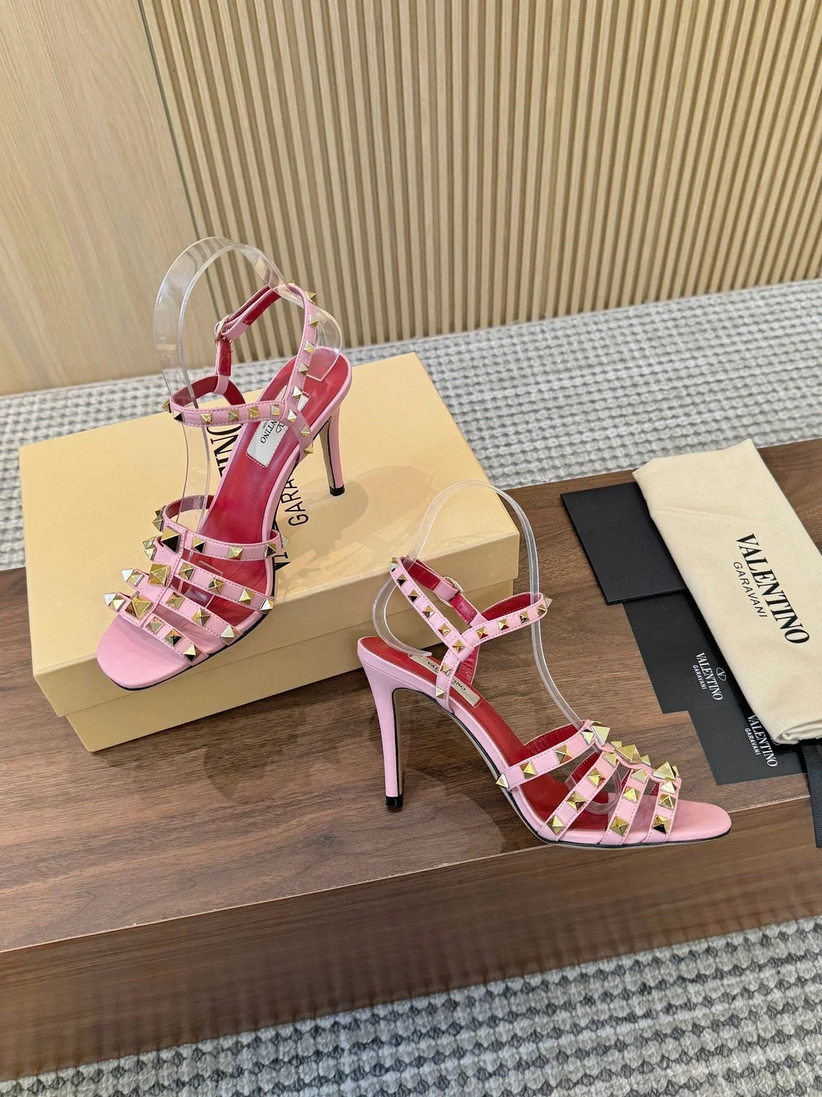 Valentino Garavani Rockstud Caged Calfskin Sandals 863321