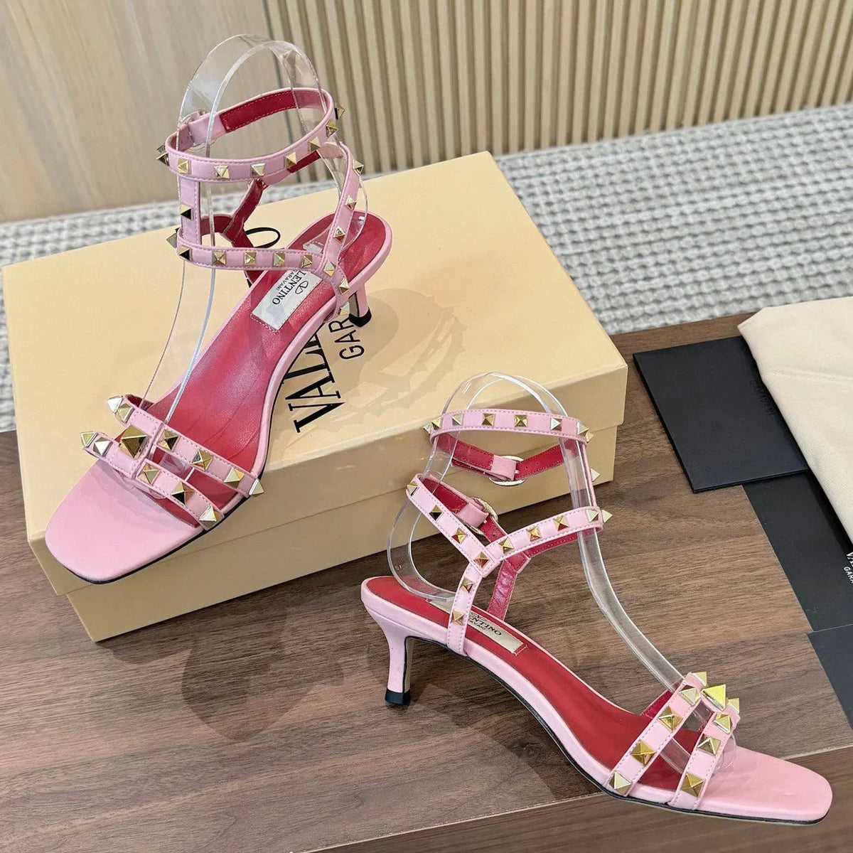 Valentino Garavani Rockstud Caged Calfskin 40mm Sandals 863342