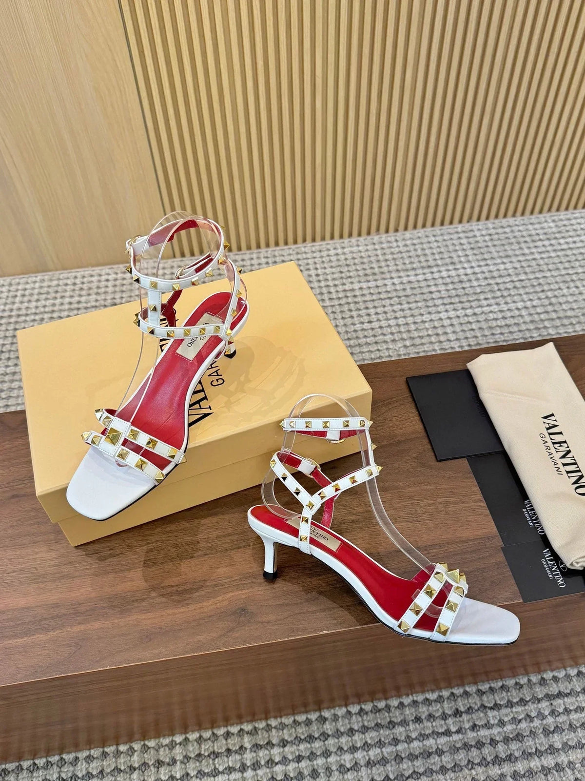Valentino Garavani Rockstud Caged Calfskin 40mm Sandals 863342