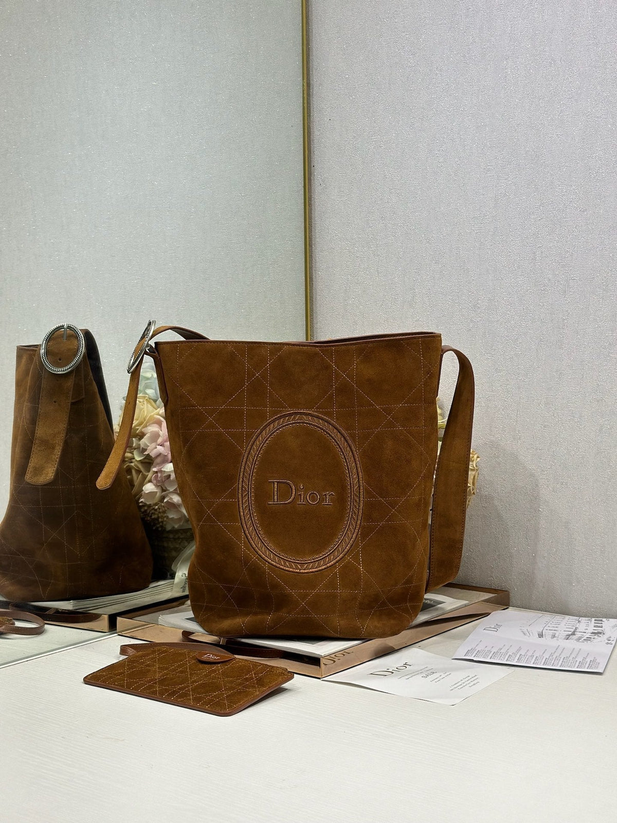 Dior 2026 Medaillon Bucket Bag Suede and Leather 159057