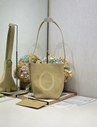 Dior 2026 Medaillon Bucket Bag Suede and Leather 159057