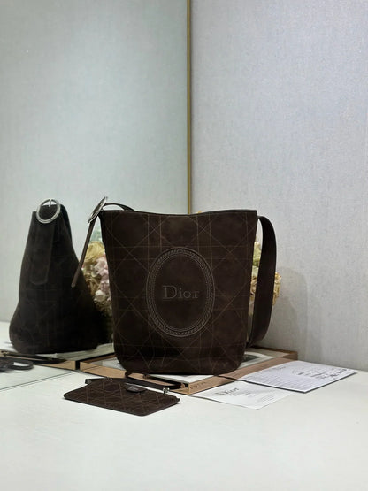 Dior 2026 Medaillon Bucket Bag Suede and Leather 159057