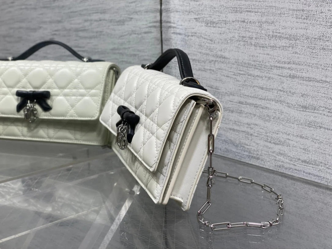 Dior 2026 My Dior Mini Bag Two-Tone White Black Lambskin 284081