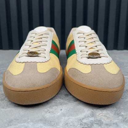 GG G74 Sneakers Taupe Suede Yellow Leather