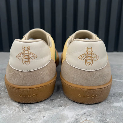 GG G74 Sneakers Taupe Suede Yellow Leather
