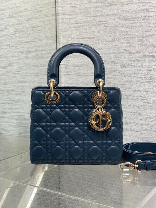 Dior 2026 Mini Lady Dior Bag Dark Blue Lambskin 247370