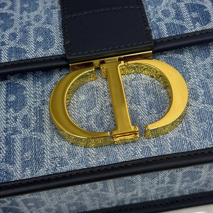 Dior 2026 East-West Chain Handbag 25cm Blue Black Demin Calfskin