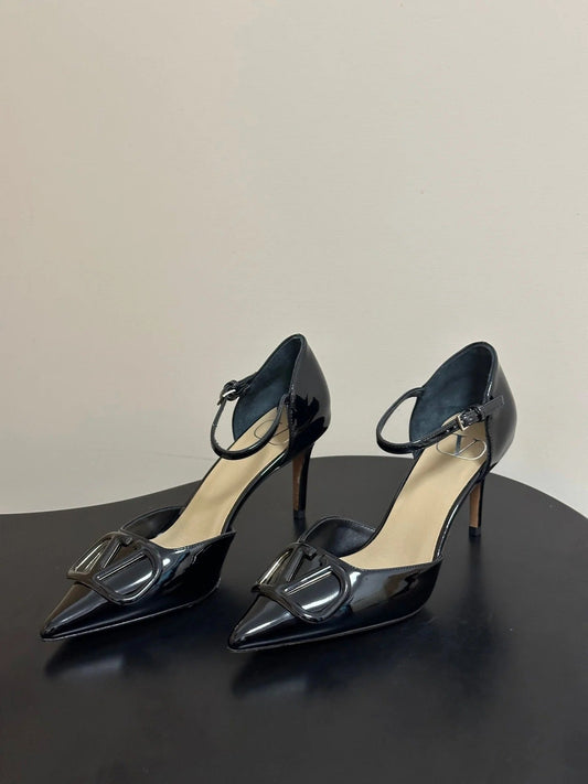 Valentino 2026 Garavani VLogo Signature D'Orsay 80mm Patent Leather Pumps 885969