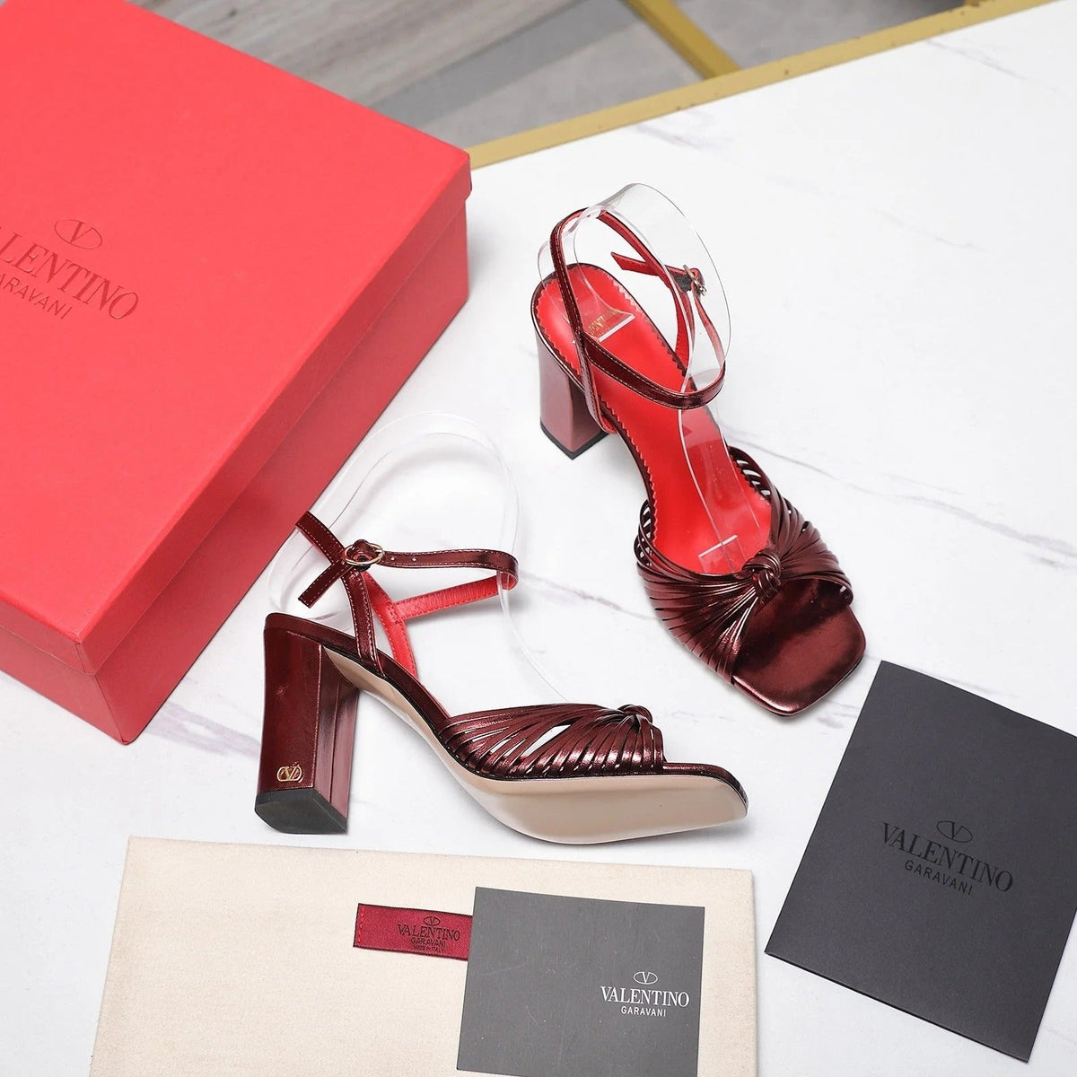 Valentino 2026 Garavani Annet 90mm Leather Block-Heel Sandal 864491