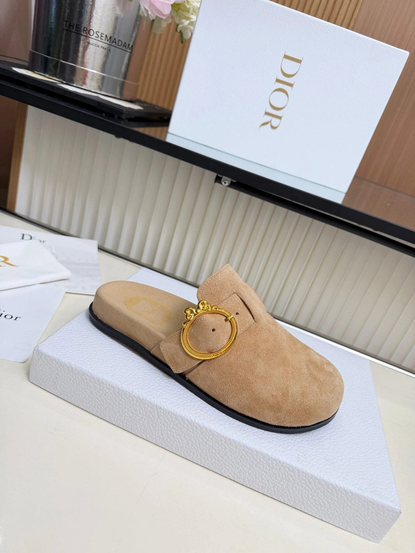 Dior 2026 Medaillon Buckle Mule Suede 911606