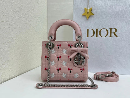 Dior 2026 Bird Rose Design Lady Dior Bag Lambskin