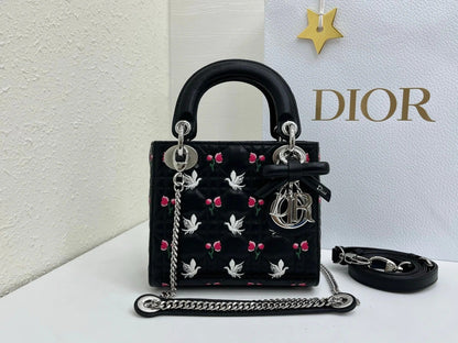 Dior 2026 Bird Rose Design Lady Dior Bag Lambskin