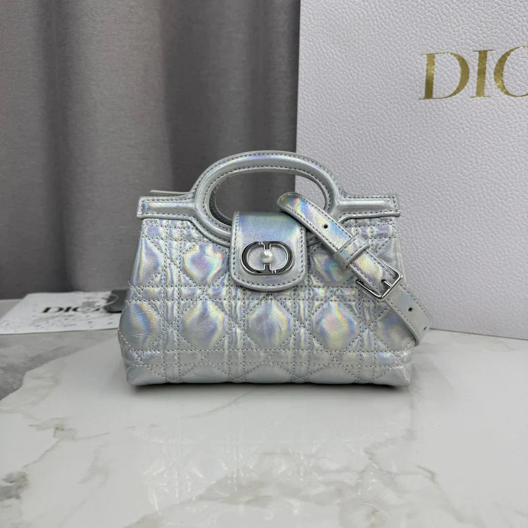 Dior 2026 Jolie Top Handle Mini Chain Handbag 18.5cm Grained Calfskin