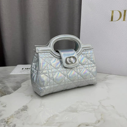 Dior 2026 Jolie Top Handle Mini Chain Handbag 18.5cm Grained Calfskin