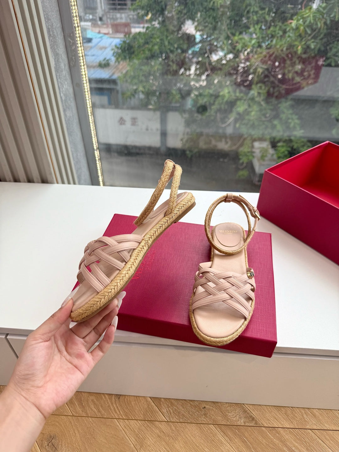 VLogo Bribri Espadrille Sandals Light Pink Leather 933614