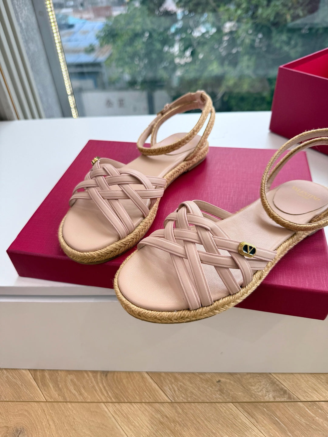 VLogo Bribri Espadrille Sandals Light Pink Leather 933614