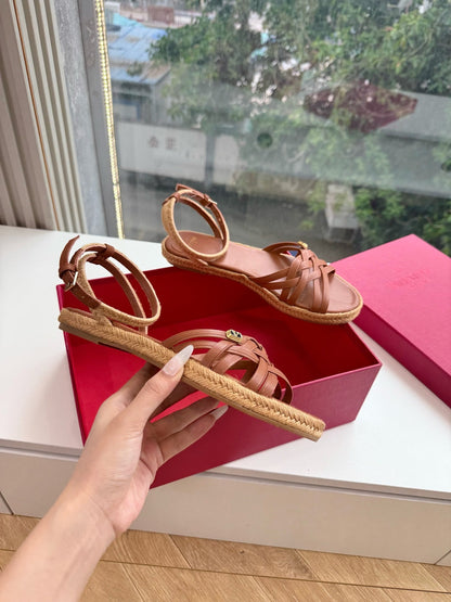 VLogo Bribri Espadrille Sandals Brown Leather 933616