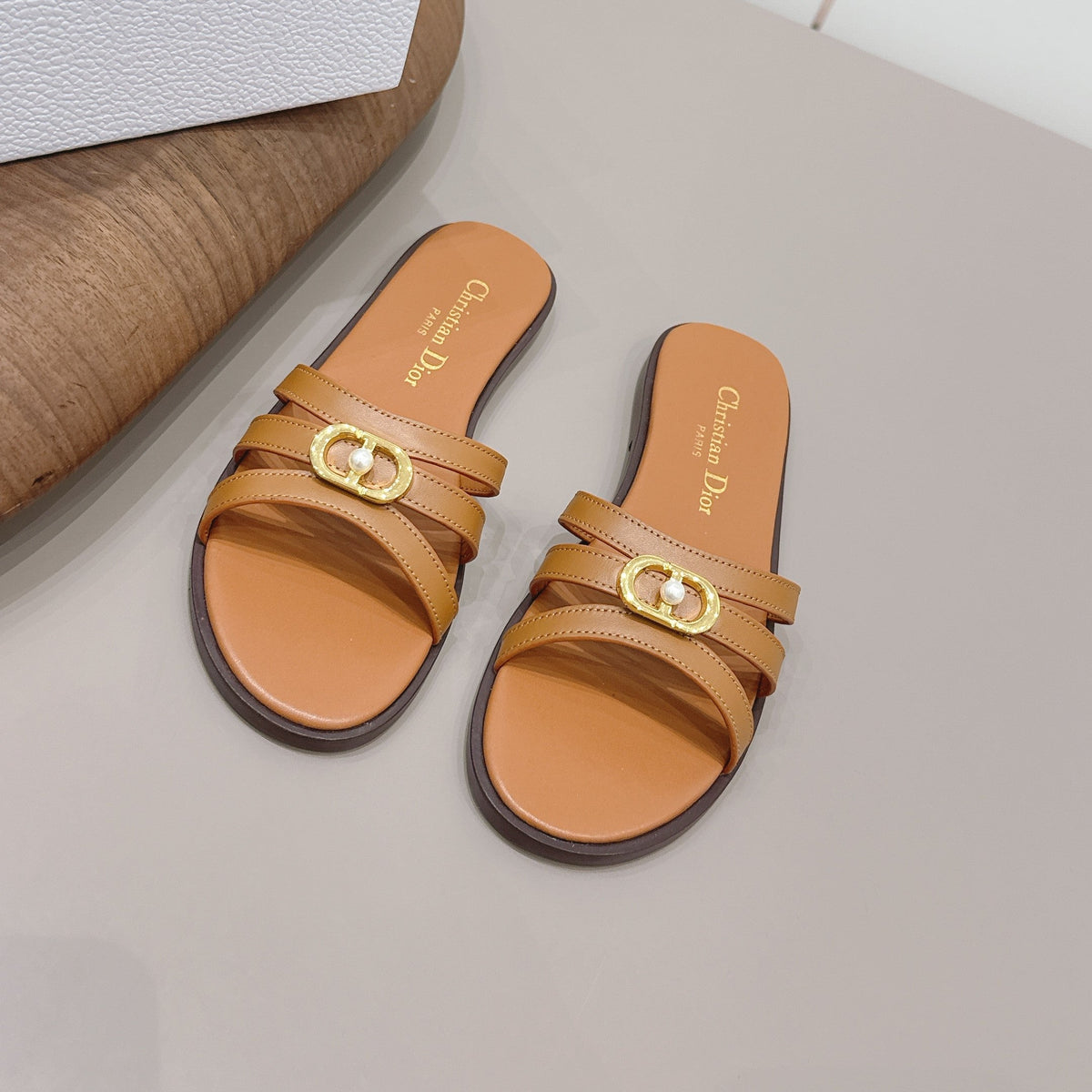 CD 26s 30M Slide Tan Calfskin 738223