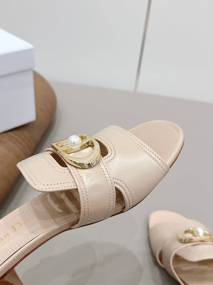 CD 30 Montaigne Sandal 4.5cm Beige Calfskin 738227