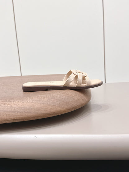 CD 26s D-Club Slide Sandal Beige Calfskin 738247