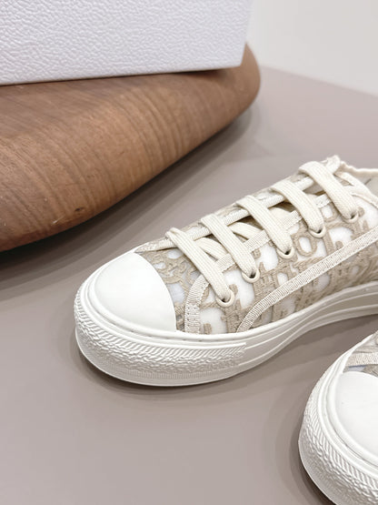 CD Walk'n'Dior Sneaker White Taupe Cotton Mesh 739320