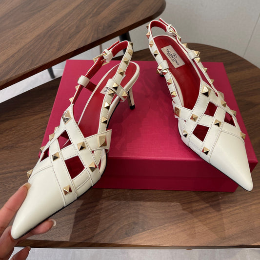 VT Studdy Pumps 65mm White Red Leather 624353