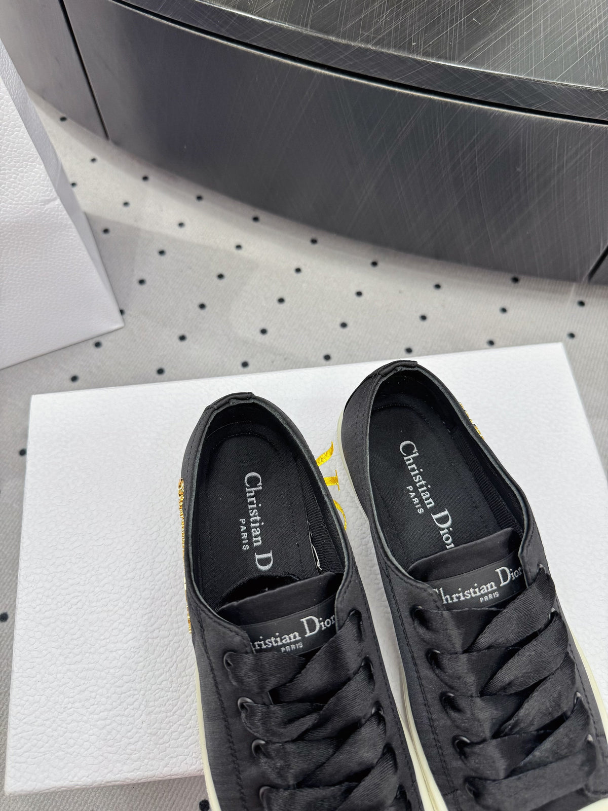 Dior Lucky Sneaker Black Satin  618071