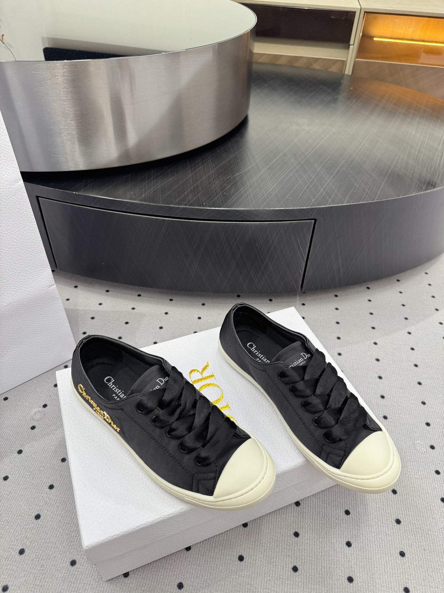Dior Lucky Sneaker Black Satin  618071