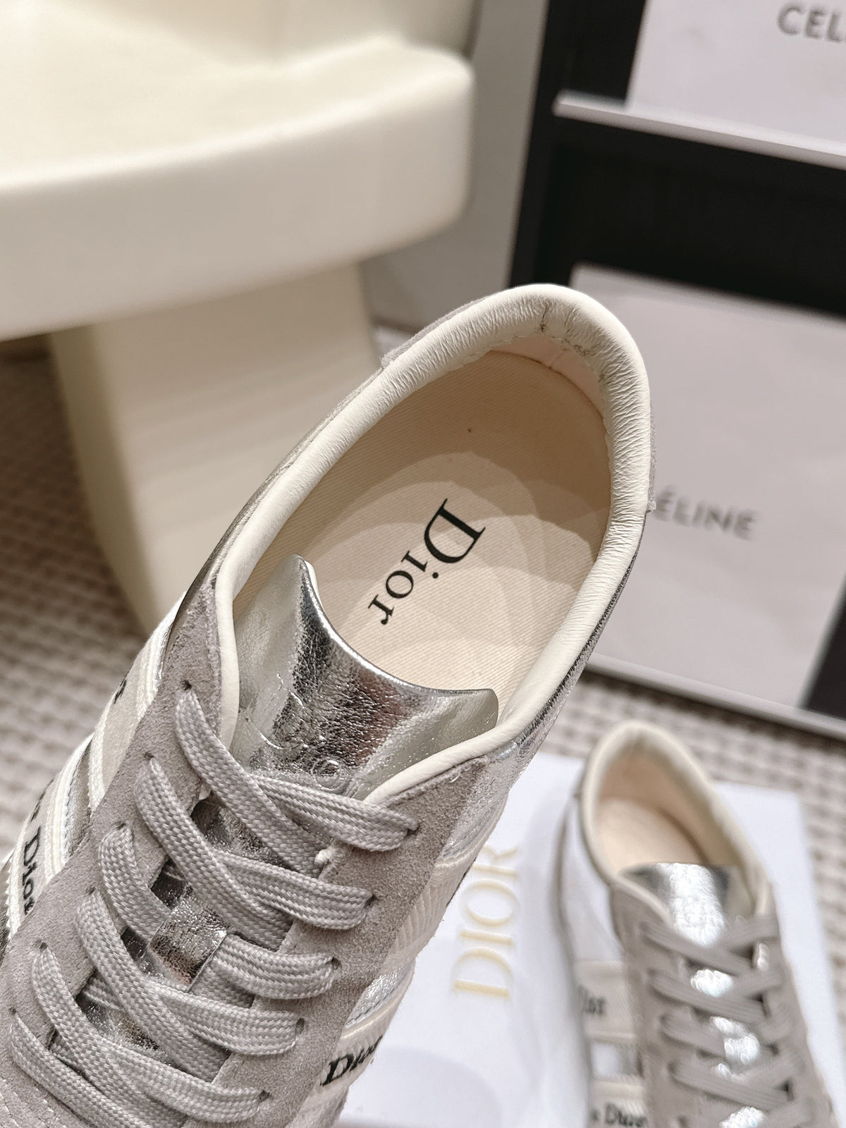 CD Ribbon Sneaker Sliver Suede Leather  930297