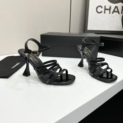 CC 26s High Heel Sandals 80 Black Patent Leather 626286