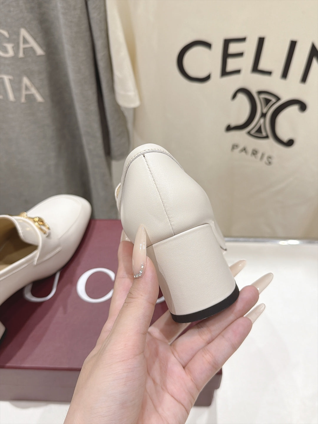 GG 26s Horsebit Mid-Heel Loafers 5.5cm White Leather 106652