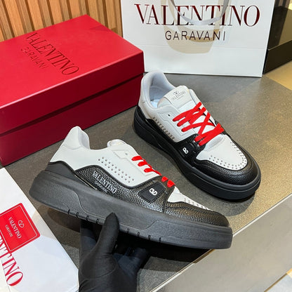 VT 26s Upvillage Trainers Black White Red Leather Studded 105515