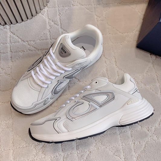 CD B30 Sneaker Milky Beige Mix Grey Black Polyester Mesh Fabric And Calfskin