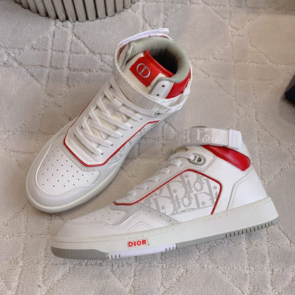 CD B27 High-Top Sneaker White Red Print Calfskin