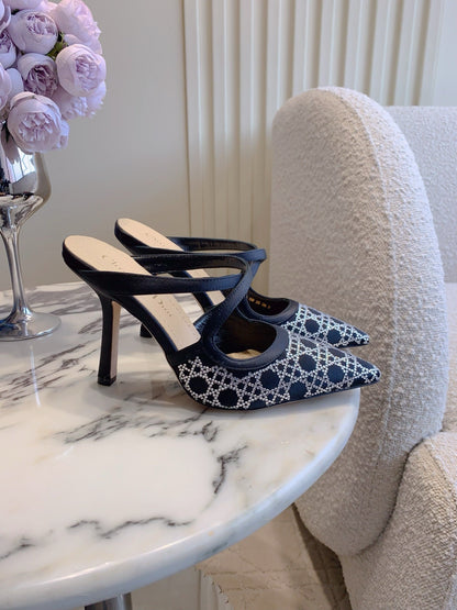 CD Capture Heeled Mule 10cm Black Satin 615463